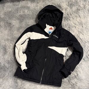 Columbia Two-Tone Hooded Jacket in Black and White